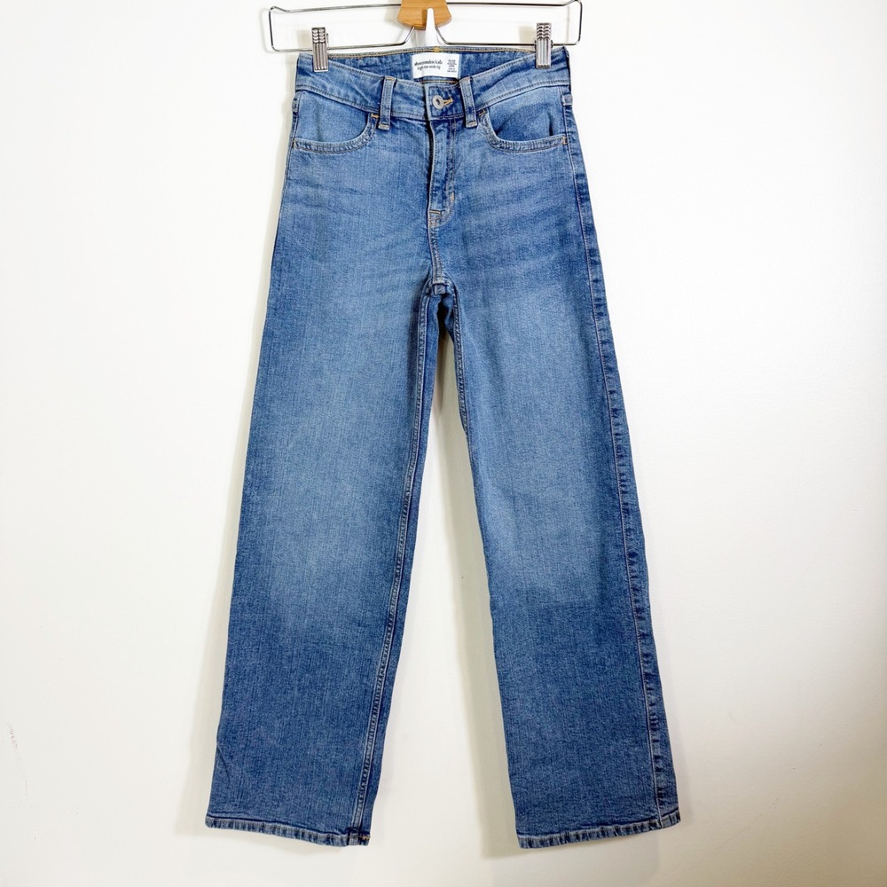 Abercrombie Kids Jeans Girls 11/12 Long Blue High Rise Wide Leg Denim
